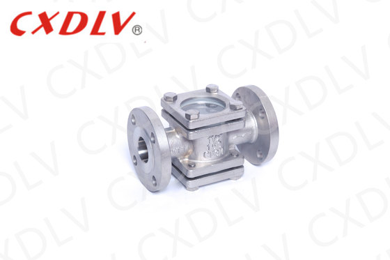 Válvula de vidrio de visión DIN Indicador de flujo Válvula de ventana de borosilicato doble con bridas