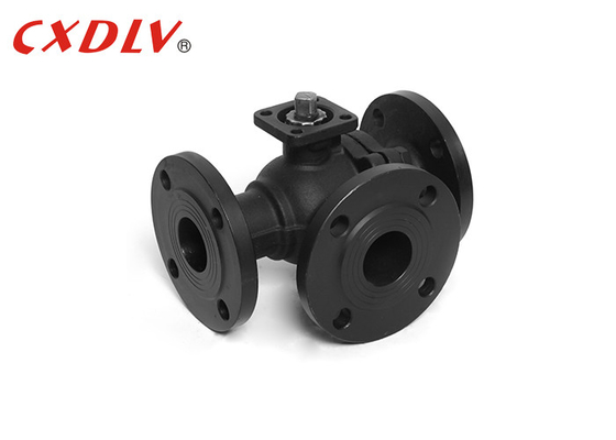 Válvula de bolas con brida de 3 vías PN16 de acero fundido con ISO5211 TOP