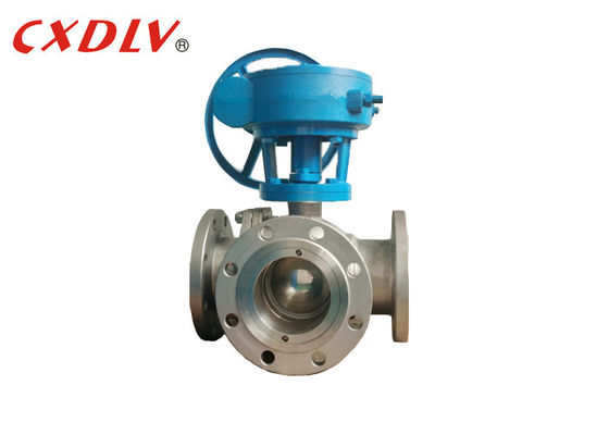 Vávula de bola ensanchada de acero inoxidable de tres vías del engranaje de gusano