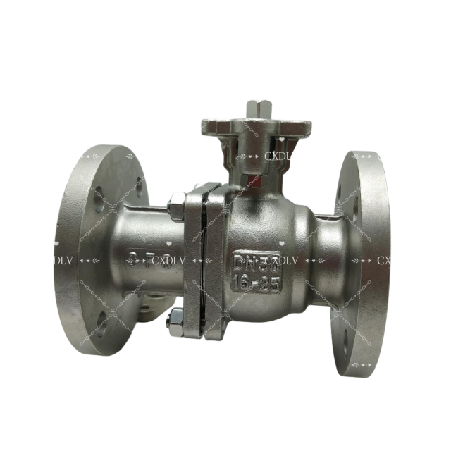Válvula de bola de acero inoxidable de plataforma alta Válvula de doble brida Compatible con la industria