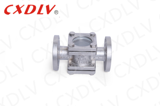 Válvula de vidrio de visión DIN Indicador de flujo Válvula de ventana de borosilicato doble con bridas