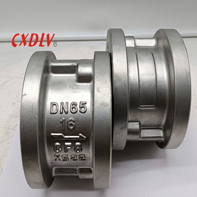 Válvula de verificación de doble disco de Wafer 304 de acero inoxidable Pn16